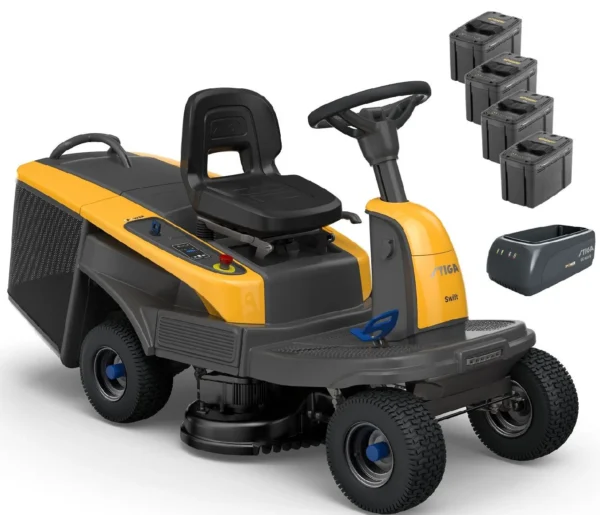 stiga akku aufsitzmäher swift 372e mit 4 x 5 ah akkus und 1 x ladegerät